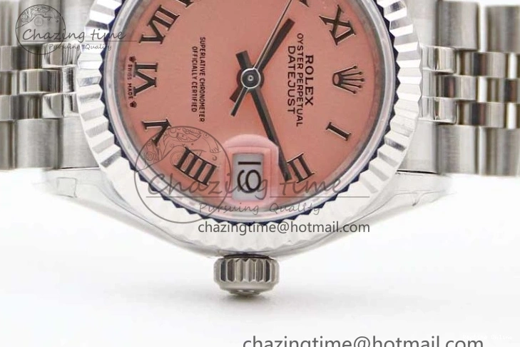 0403 ComfortFit Lady DateJust 28 SS TWF 1:1 Best Edition 904L Steel Pink Dial Roman Markers on President Bracelet NH 2183